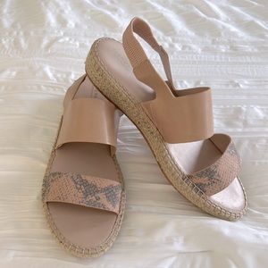 NWOT Cole Haan Women Grand OS Cloudfeel Pink/Snake Slingback Espadrille Size 10